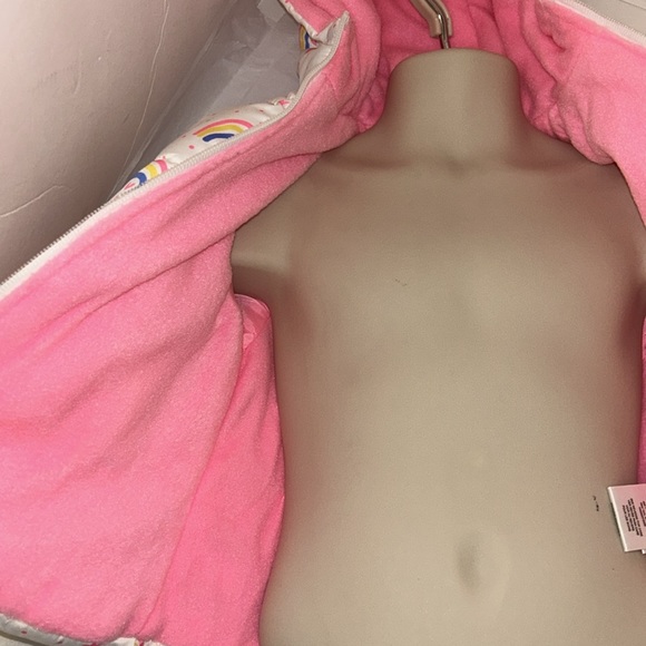 Coat NWT size 12M pink platinum brand white w/ rainbow pink inner warm lining - Picture 4 of 8